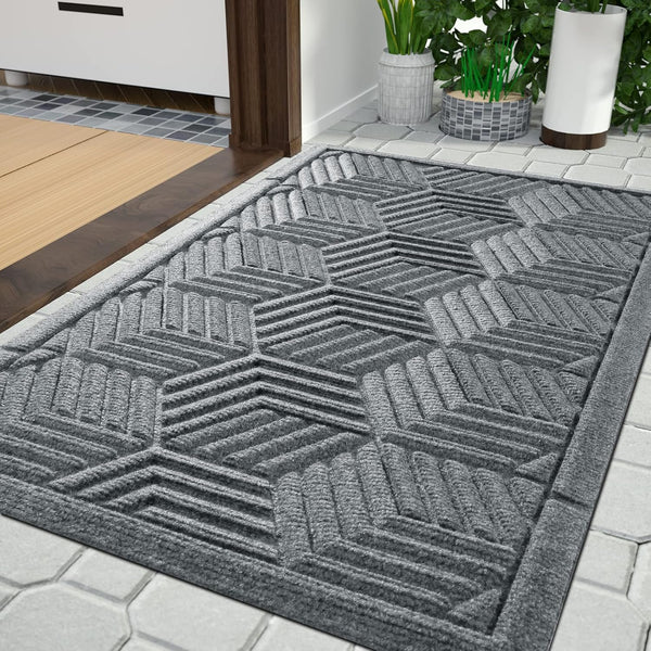 Yimobra Heavy Duty Front Entrance Door Mat 29.5x17 Inch, Sturdy Non Slip Rubber, All-Season Outdoor Indoor Mat