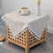 Cotton Linen Small Square Tablecloth 24x24 Inch Boho Wrinkle Free Washable Plaid