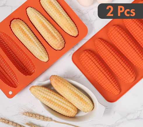 Webake Corn Stick Bread Pan Set of 2, Silicone Molds for Baking Corn Dog and Cornbread
