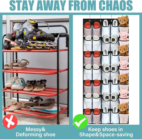 2 70 Closet 35 Windyun Pcs Large over The Door Shoe Organizer Hanging Shoe Rack for Holder Black Mesh Pockets Back