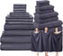 Mixweer 24 Piece Dark Grey Microfiber Absorbent Towel Set: 2 Oversized Bath