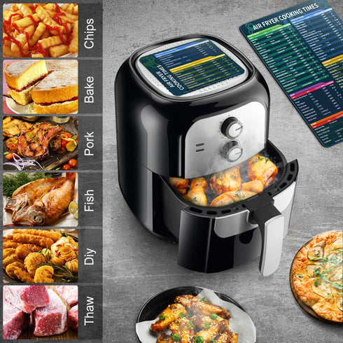 Air Fryer Magnetic Cheat Sheet Set, Cook Times Chart Magnet Sheet for Quick Reference Cooking and Frying