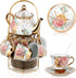 Zhehao 20 Pcs Porcelain Tea Set with Metal Holder and Spoon Adult Ceramic