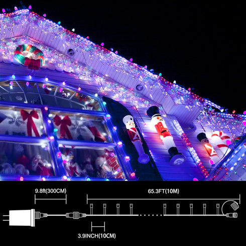 33ft 100 4th 16 LAMPHOME Red White Blue String Lights, LED of July Patriotic Fairy Lights Plug in, Lighting Modes