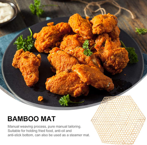 Hemoton Bamboo Mesh Pad Round Woven Placemats, Heat Insulation Dish Mat