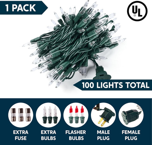 Indoor,100 Count Outdoor,19.4 Joiedomi Clear Christmas String Lights Mini White Fairy Light FT Decor for Patio Dorm