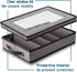 Durable Silverware Storage Box - 5 Compartment Flatware Case with Padded Dividers, Handles, Removable Lid