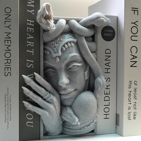 LuckyVin 3D Medusa Printed Decorative Bookend Lightweight Durable Book Shelf Accessories for Friends Stylish Bookend