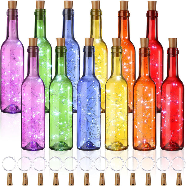 Rtteri 12 Sets Small Empty Wine Bottles with Cork Lights Centerpiece and