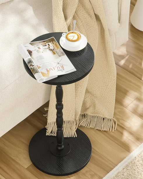 Round Side Table, Drink Table for Small Spaces, Vintage Accent Side Table, Pedestal End Tables for Bedroom, Living