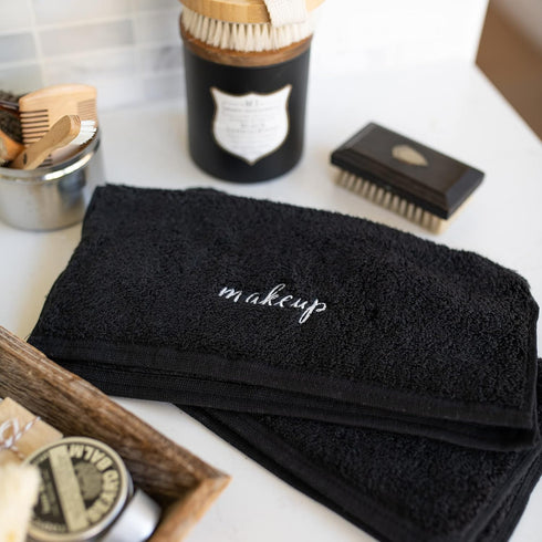 Pack 2-730 12" 12" Laguna Beach Textile Co. Plush Zero Twist Supima Cotton Makeup Towels - of GSM - x (Black - Makeup