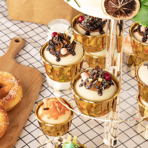 YestBuy 3 Tier Round Cupcake Stand - Acrylic Cake Stand for 23 Cupcakes - Premium Holder for Pastry Parties