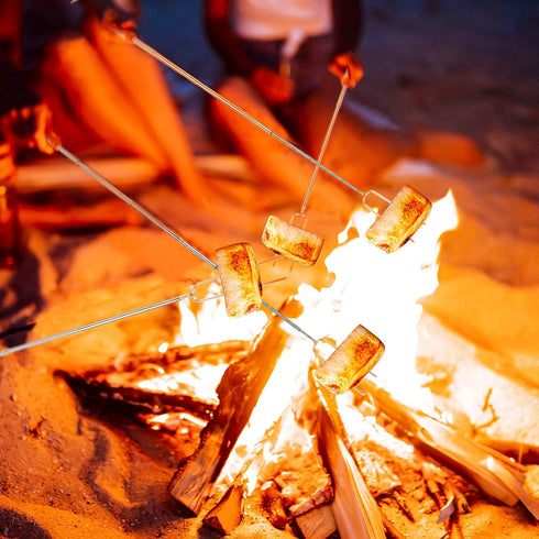 8 PCS Marshmallow Roasting Sticks, 32 Inch Telescoping Smores Sticks for Open Fire Pit, BBQ Skewers for Campfire