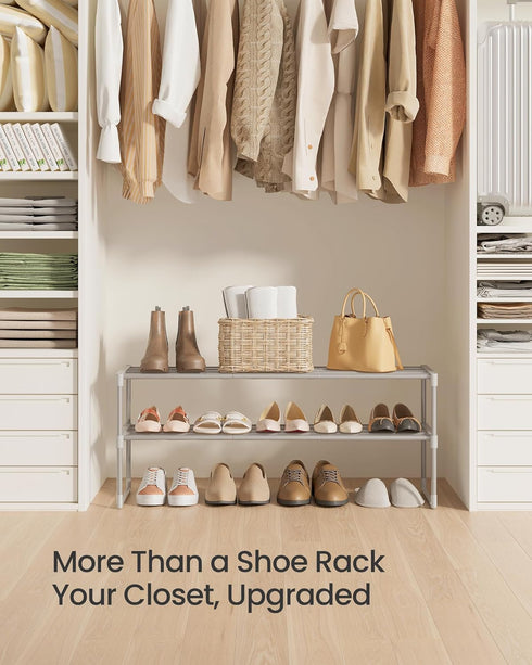 2-Tier 12-15 11.8 36.2 14.6 Inches, ULSA012G01 SONGMICS Shoe Rack, Shoe Organizer, Metal Storage Shelf, Upright