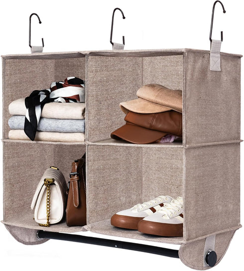 StorageWorks Hanging Closet Organizer with Metal Rod, 4-Section Closet Organizers and Storage,