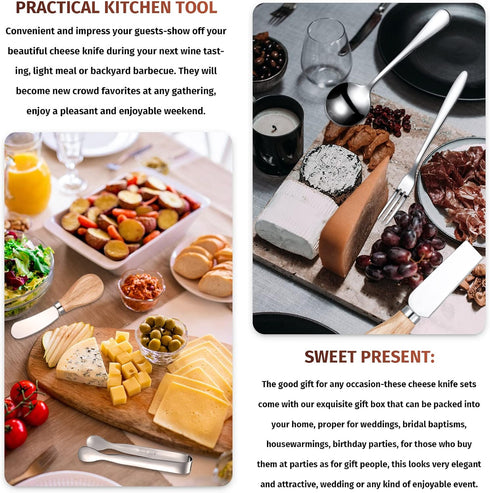 Charcuterie Board Accessories 18-Piece Set, Cheese Butter Spreader Knife, Mini Serving Tongs, Spoons, Forks