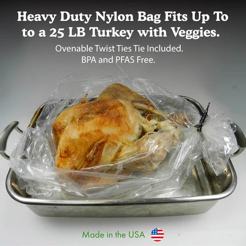 Regency Wraps Turkey Roasting Bags with Twist Ties, Oven Safe for Cooking Turkey, Poultry, or Meat, 20" x 24" (2 pack)
