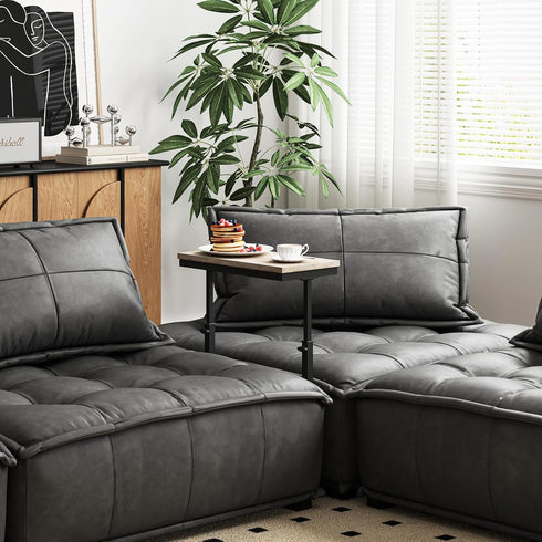 TB01BG083 TUTOTAK End Table, Side Table, Tall Couch Table, Sofa Table, Living Room, Bed Room, Greige