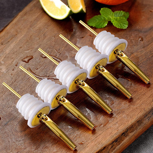 SuproBarware Liquor Bottle Pourers - Stainless Steel with Clean Brush, Rustproof Metal Alcohol Pouring Tubes for Home