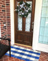 Ukeler Layered Door Mats, Washable Blue and White Buffalo Check Kitchen Rugs, 51.2''×23.6''