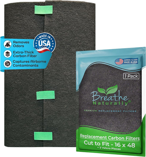 Breathe Naturally Universal Cut to Fit Carbon Activated Air Filter - Replacement Charcoal Filters Made in USA