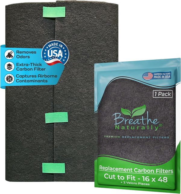 Breathe Naturally Universal Cut to Fit Carbon Activated Air Filter - Replacement Charcoal Filters Made in USA