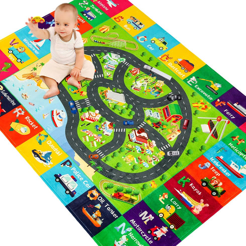 78.7"59" ABC Transportation Kids Rugs for Playroom Educational Alphabet Mat