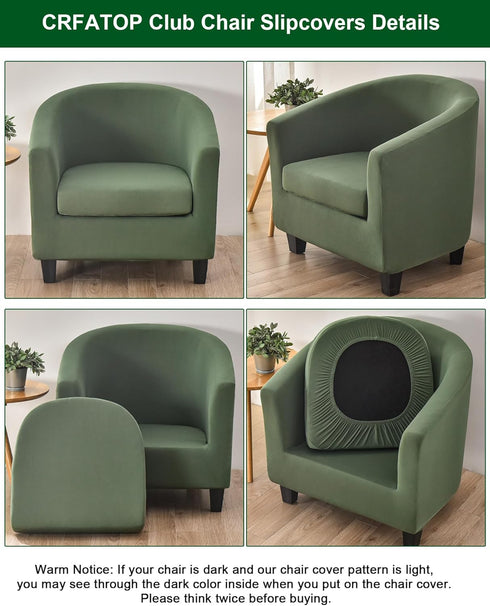 2 CRFATOP Piece Club Chair Slipcover Stretch Barrel Chair Covers Solid Tub Chair Slipcovers Soft Armchair Covers