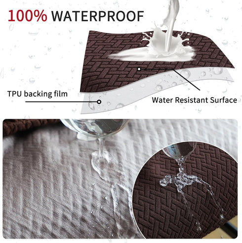 Set 2 Protector(Set 2,Waterproof-Coffee Waterproof Backless Bar Stool Covers of Rectangle Knitted Diagonal Stripes
