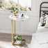 Katrawu C Shaped End Table, Oval Couch Side Tables for Living Room, Sofa End Table with Metal Frame, Small Wooden Snack