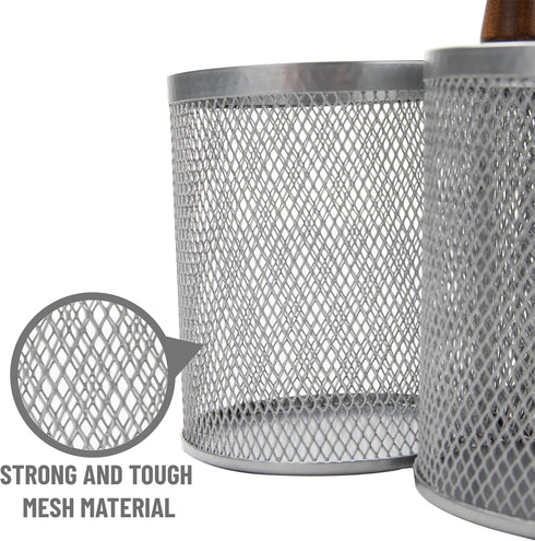Mind Reader Silverware Holder - Utensil Organizer Caddy - Metal Mesh - 7.5" L x 7.5" W x 9.75" H - Silver