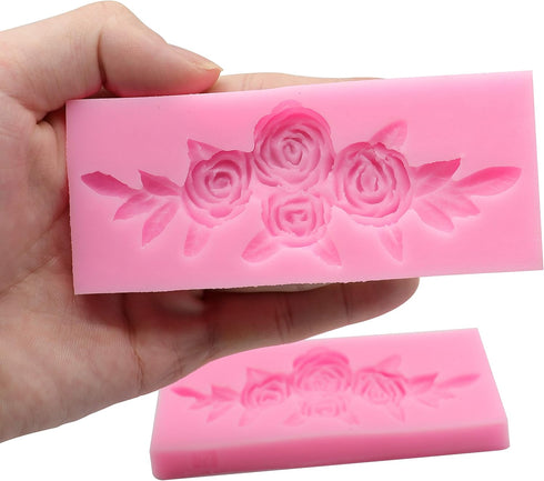 2 Pieces Four Roses Candy Silicone Mold - Fondant Chocolate Molds for Cake Topper Decor and Desserts