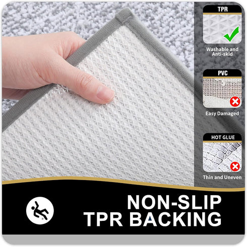 OLANLY 44x24 Bathroom Rugs - Extra Soft Absorbent Microfiber Bath Mat, Non-Slip, Machine Washable Grey