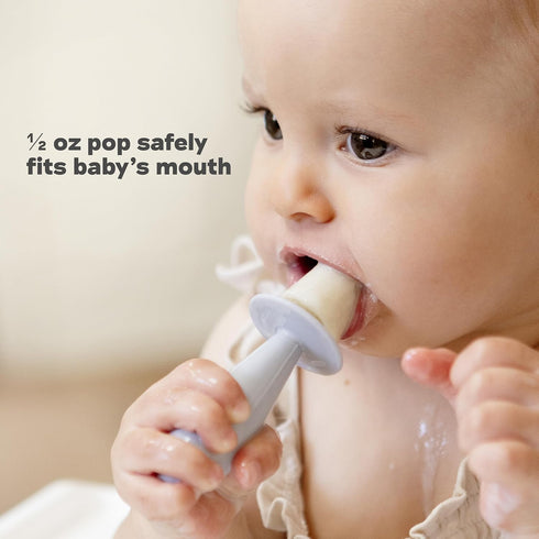 4 Set ezpz Tiny Pops (Blush) - Months+ - Popsicle Mold with Two Wands for Infants - Baby-Led Weaning + Teething