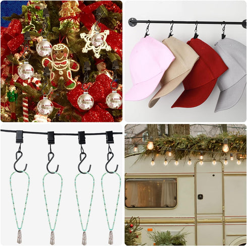 Viklluyr 50 Pack Christmas Light Clips Hanging Hooks - Outdoor String Light Clips - Heavy Duty Metal Camper Awning
