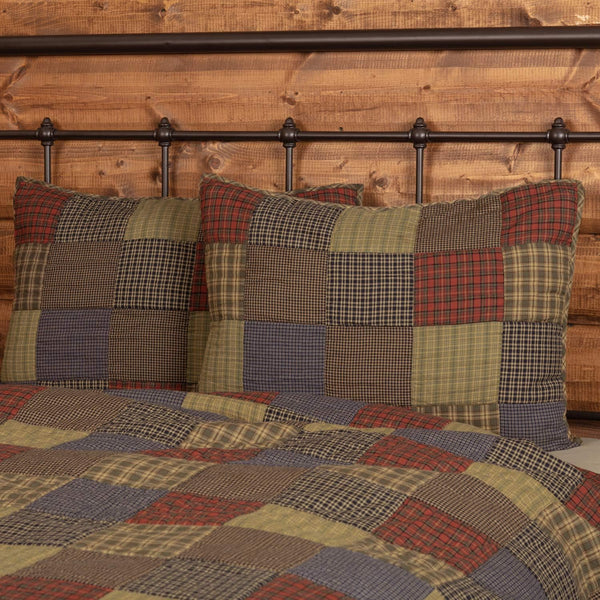 VHC Brands Cedar Green Rustic Bedding Ridge Cotton Patchwork Sham