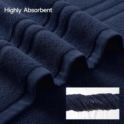 Set 6 Sets 2 2 2 650GSM REDKISS Navy Towels Piece Cotton Towel with Bath Towels, Hand, Washcloths, Hotel Quality, Soft