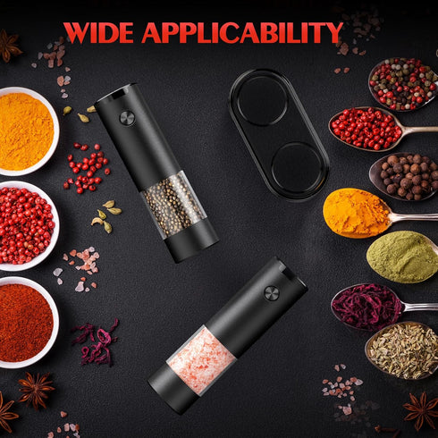 Set Electric Salt and Pepper Grinder Automatic Battery Pepper Mill Shakers Adjustable Coarseness Upgraded Larger