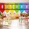 6 Pcs Classroom Rainbow Curtains Decorations Back to School Colorful Crayon Curtains