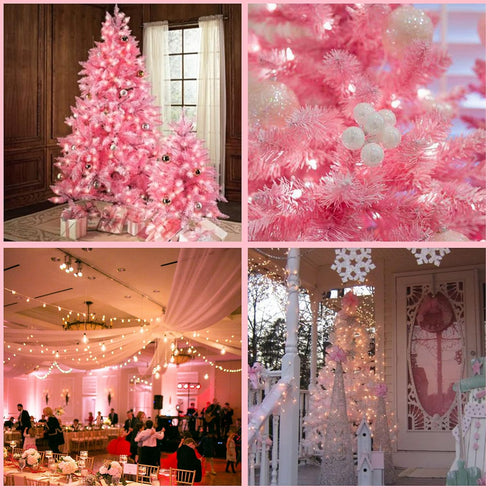 200 Pink LED Christmas Lights with Pink Wire, Pack of 2 Sets, 33 ft 100 Count UL Certified String Light