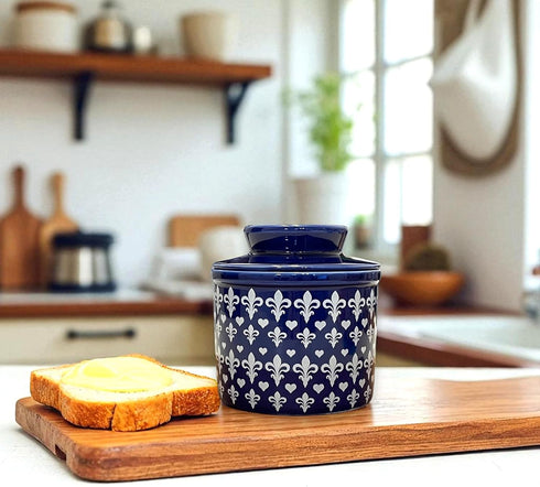 Countertop, Counter Butter Crock with Lid for Butter Keeper Crock with Water, French Butter Dish Ceramic, Butter Holder
