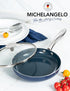 MICHELANGELO Small Frying Pan, 8 Inch Nonstick Frying Pan with Lid, Non-Toxic Omelette Pan with Stainless Handle,