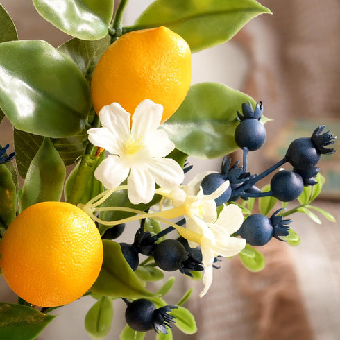 Valery Madelyn 6 Packs Spring Summer Picks with Lemons, Blueberry, Eucalyptus Leaves, Artificial Fruit Lemon Branches
