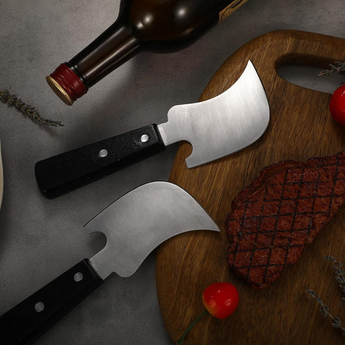 Hanaive 2 Pcs One Handed Rocker Knife for Disabled, Curved Steak Knife, Easy Hold Utensil for Limited Strength