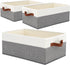 Closet Organizer Bins 3 Pack, Large Storage Bins for Shelves, Foldable with Leather Handles, Grey