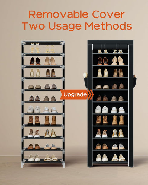 CASAMAYA 10 20 Closet, SRT102B01 Shoe Rack with Covers, Tiers Tall Shoe Rack Organizer, Large Capacity Shoe Shelf