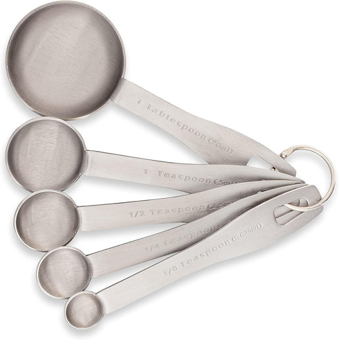 Stainless Steel Measuring Spoons - 5 Piece Heavy Duty Set for Dry Food, Spices, or Liquids