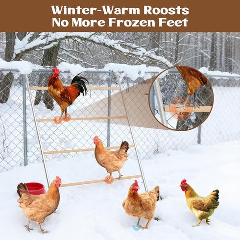 ANNDING 55 Inch Large Chicken Roosting Bars, Chicken Perch for Coop with Metal Frame, Sturdy Roosting Ladder for Hens