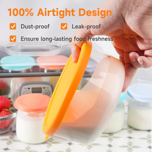 2 Packs 1-Quart Silicone Replacement Bowl Lids for Ultimate Glass Yogurt Containers, Reusable Yogurt Bowl Covers