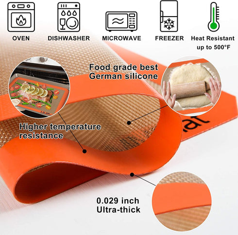 Silicone Baking Mats Set of 2, Non-Stick Reusable Air Fryer Liners, Best German Silicone, 9 inch